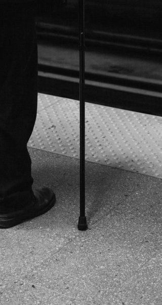 A person with a cane